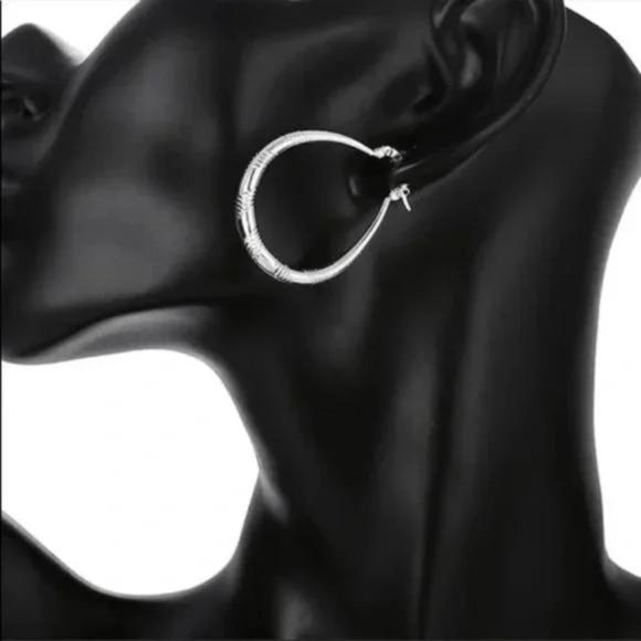 NEW 925 STERLING SILVER HOOP EARRINGS, BEAUTIFUL EARRINGS, CUTE EARRINGS. - Picture 5 of 6